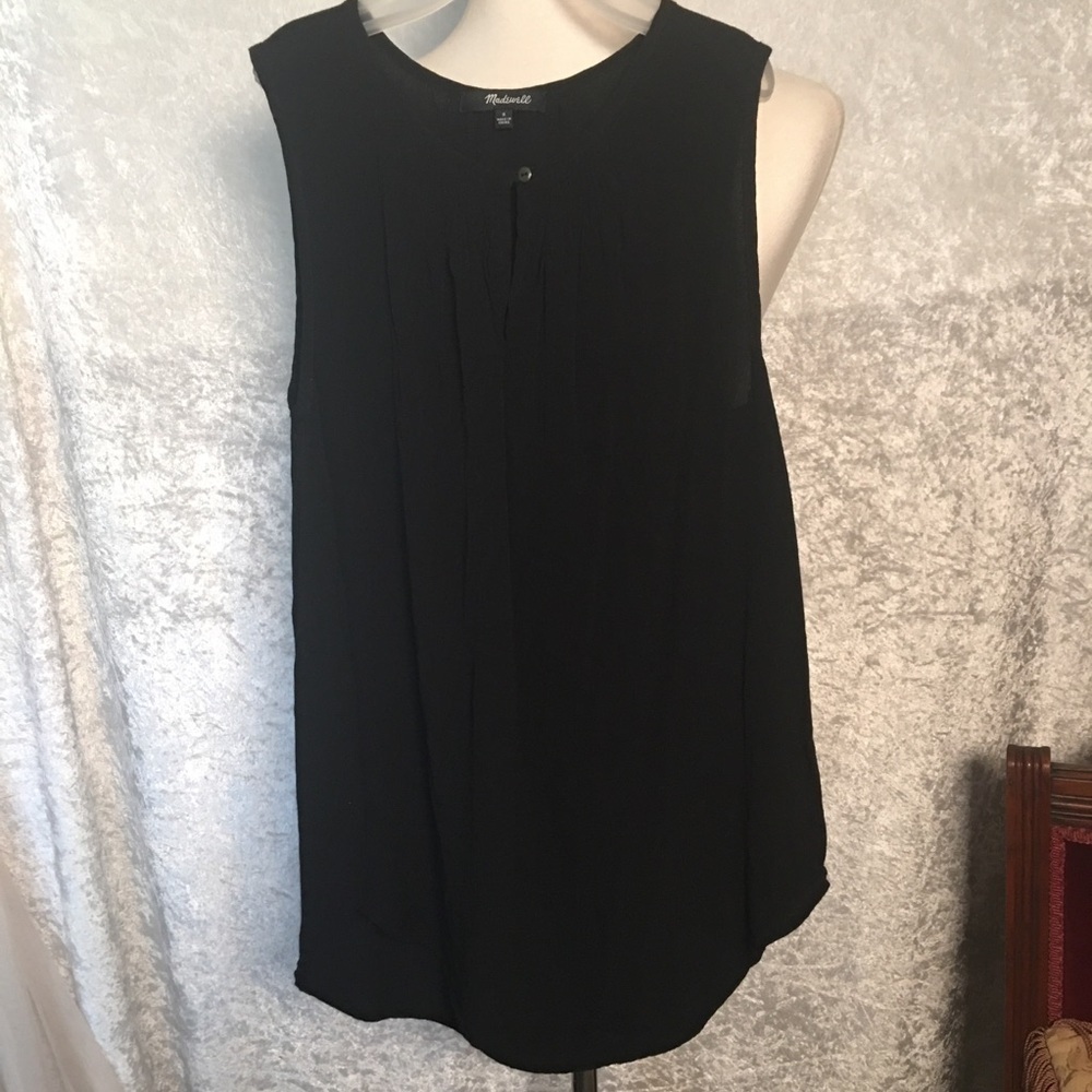 Madewell Black Tank Top Viscose with button front. Size Small